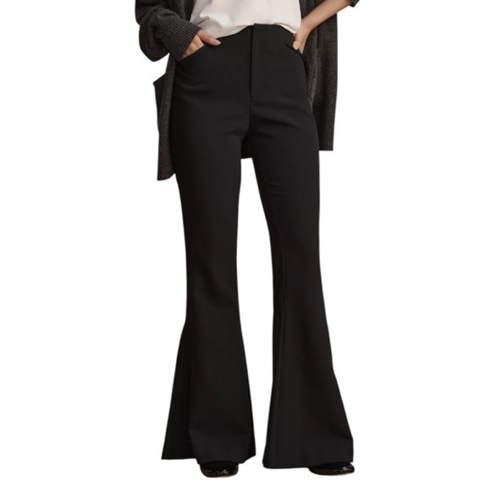NWT Anthropologie Maeve Slim Sleek Mega Flare Pants size 8 Tall in Black